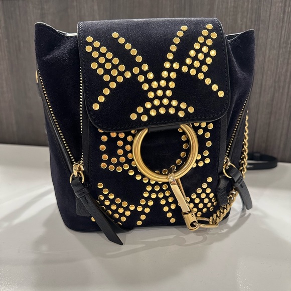chloe made in italy faye stud leather mini backpack Chlo Small Taupe GHW Flap top with chain Chlo Mini Faye Studded Leather